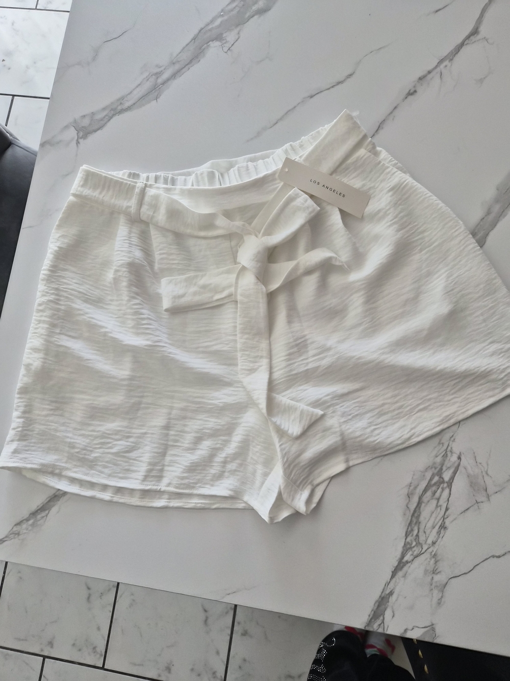 Los Angeles White High-Waist Tie-Front Women's Shorts